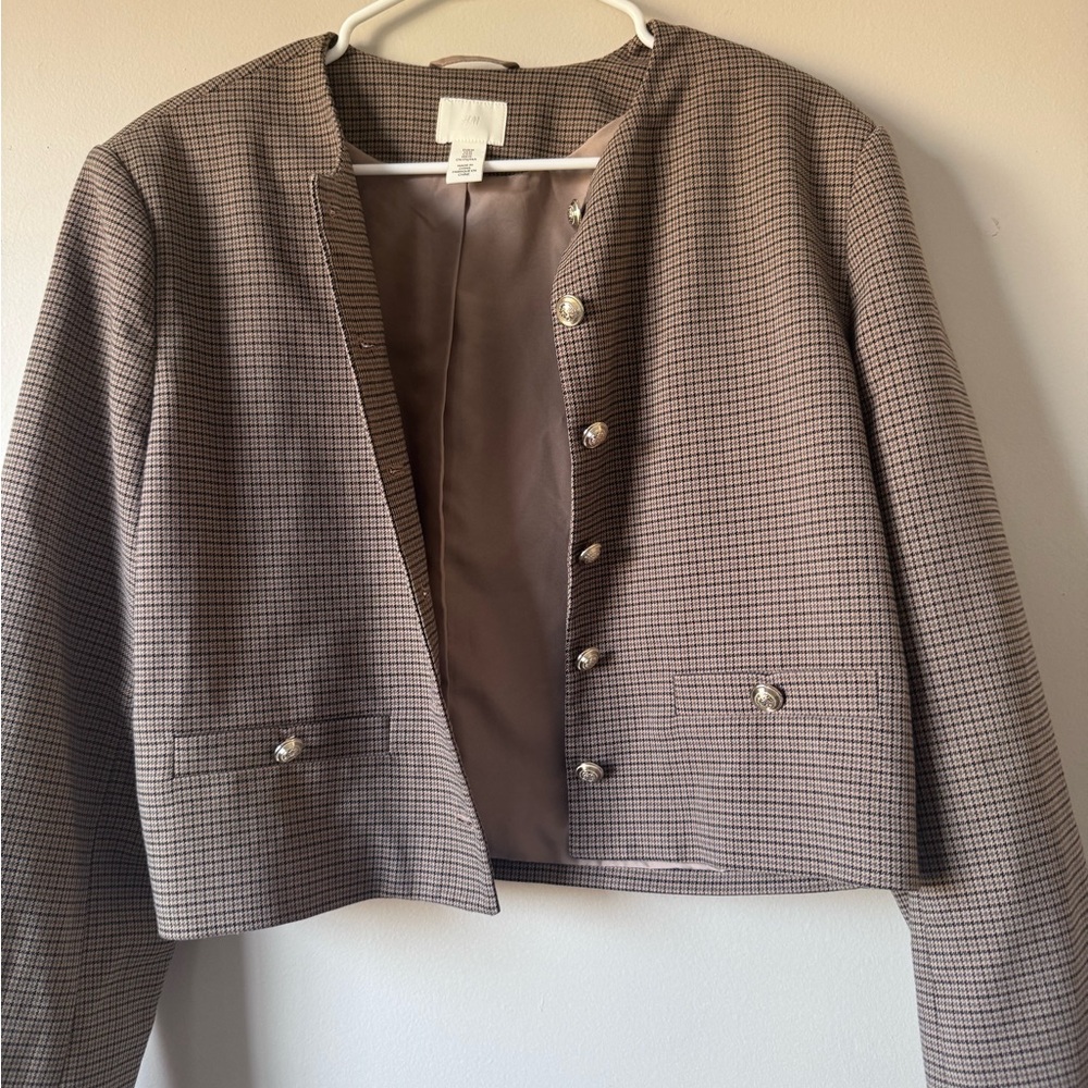 H&M Tan Checkered Blazer